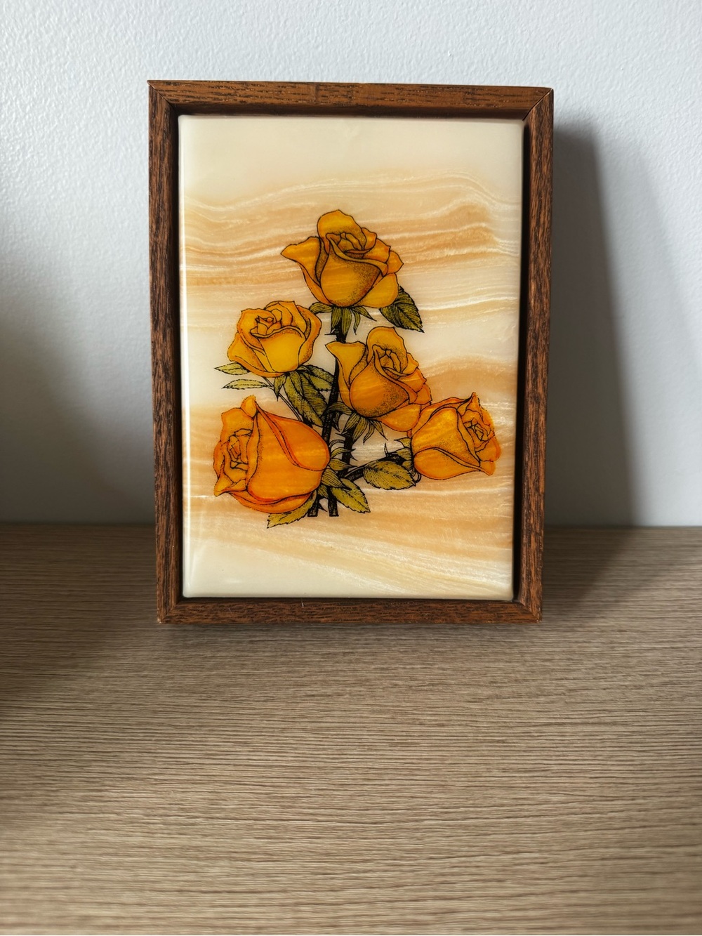 Framed Yellow Rose Tile Art - Home Art